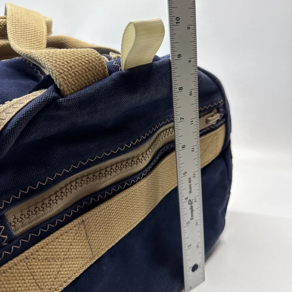 Vintage Rust Pond Workshop Duffle Bag Blue Expandable Thick Canvas 20-31